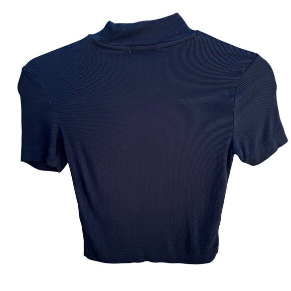 Babaton Aritzia Womens Knit Rayon Stretch Cropped High Neck Shirt Blouse Top 2XS - Picture 4 of 8